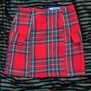 Saint Genies Red Plaid Mini Skirt